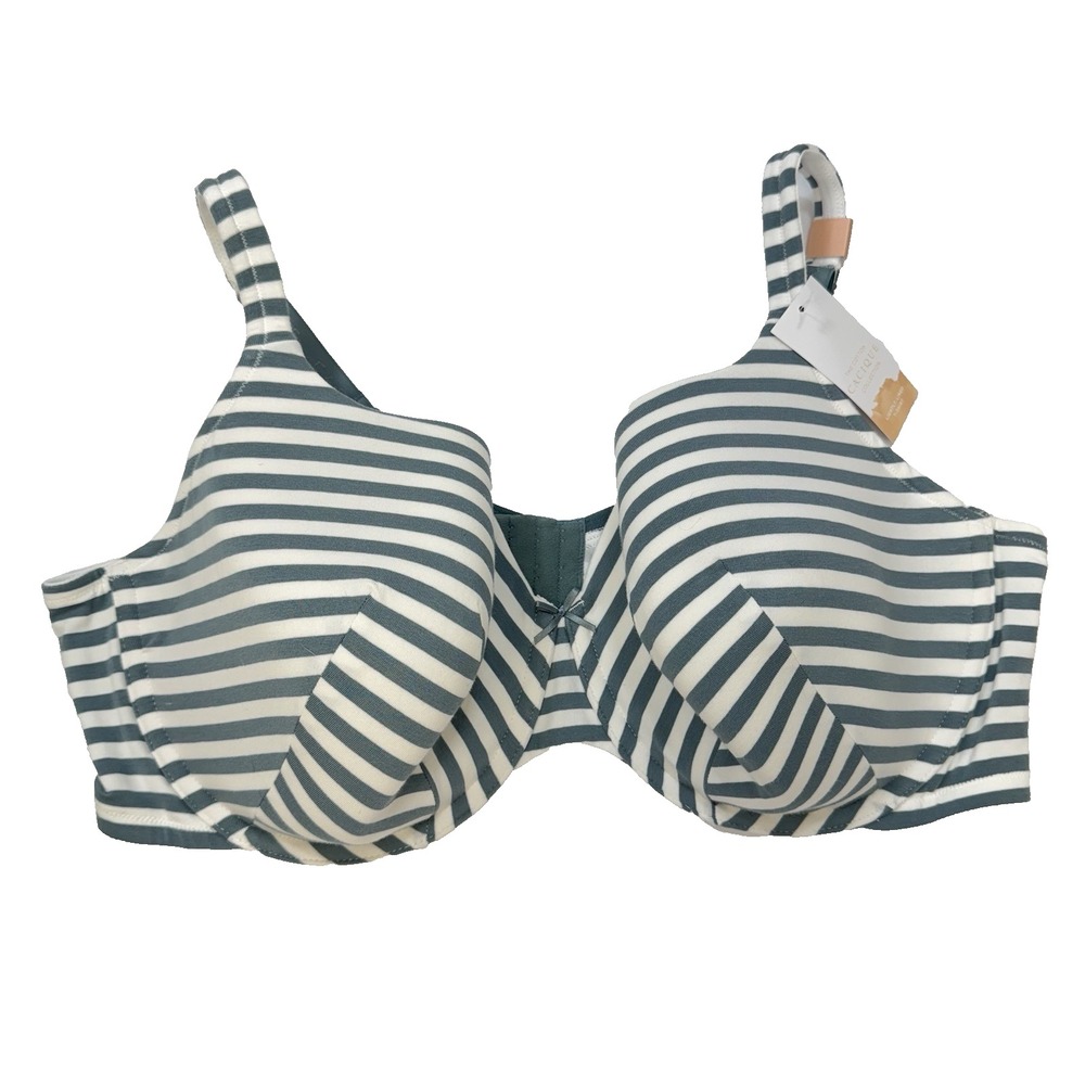 NEW Cacique Lightly Lined T-shirt Bra 46DD Longline Supportive Stripe Plus‎ $47